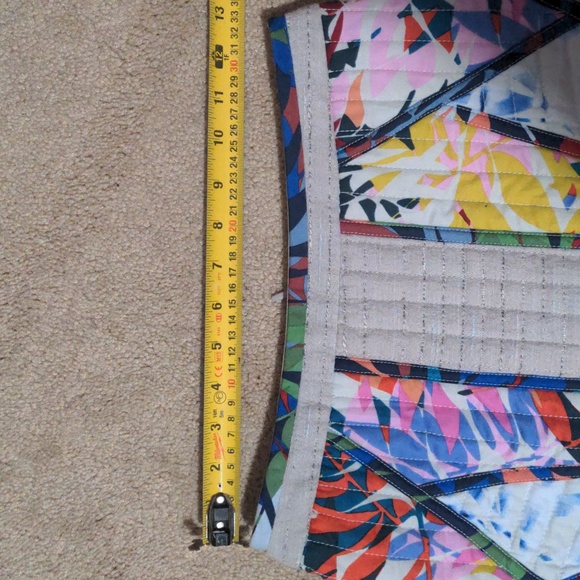 BCBG Andrick Palms Print-Blocked Miniskirt, Size 0, Stone Combo, Jacquard/Cotton - Picture 9 of 12